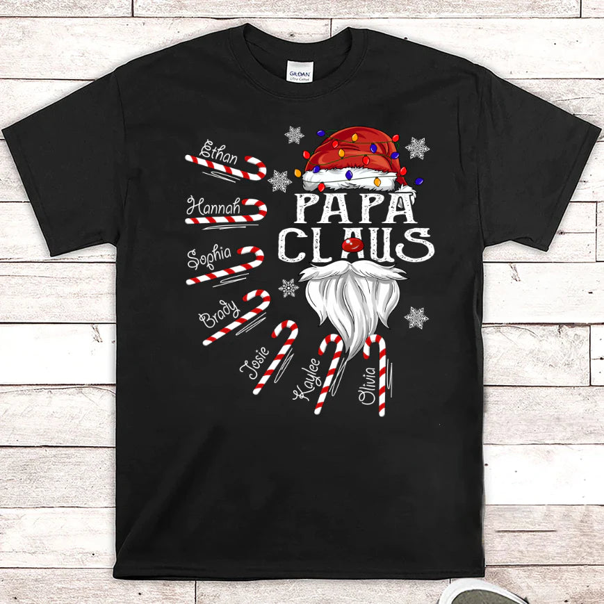 Papa Claus Candy Cane Christmas Personalized Shirt For Papa T-Shirt-7