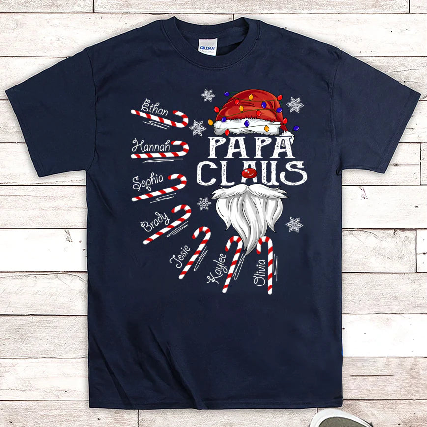 Papa Claus Candy Cane Christmas Personalized Shirt For Papa T-Shirt-5