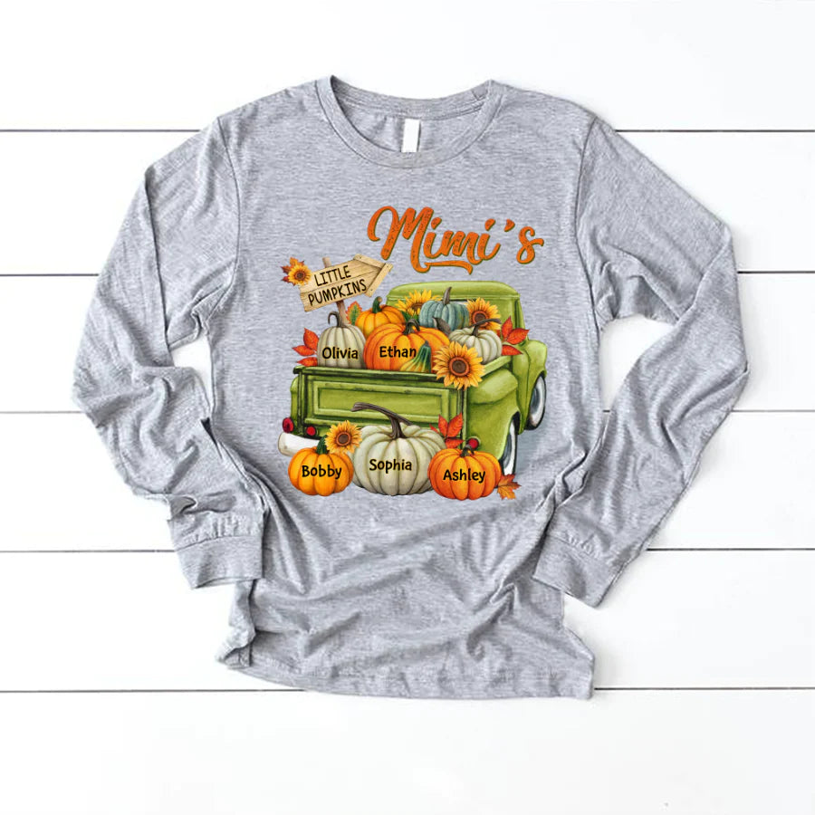 Fall Season Green Truck Mimi Personalized Longsleeve-2