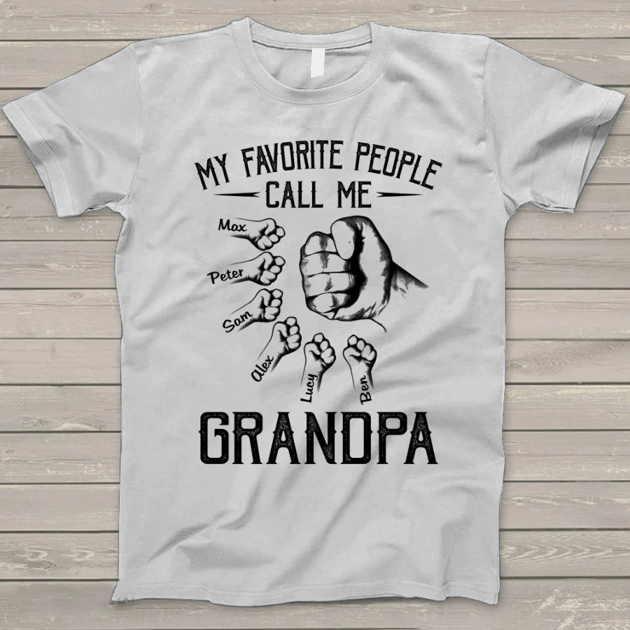 My Favorite People Call Me Grandpa Grandkids Hand T-Shirt-7