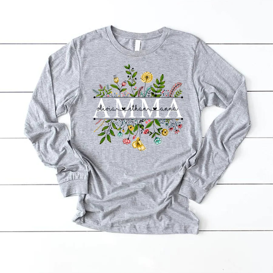 Wildflowers Amma And Grandkids Longsleeve-4