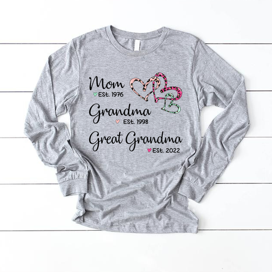 Mom Est Grandma Est Great Grandma Heart Leopard Longsleeve-6