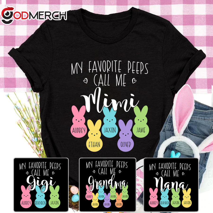 Personalized My Favorite Peeps Call Me Mimi With Grandkids Easter Bunny T-Shirt-8