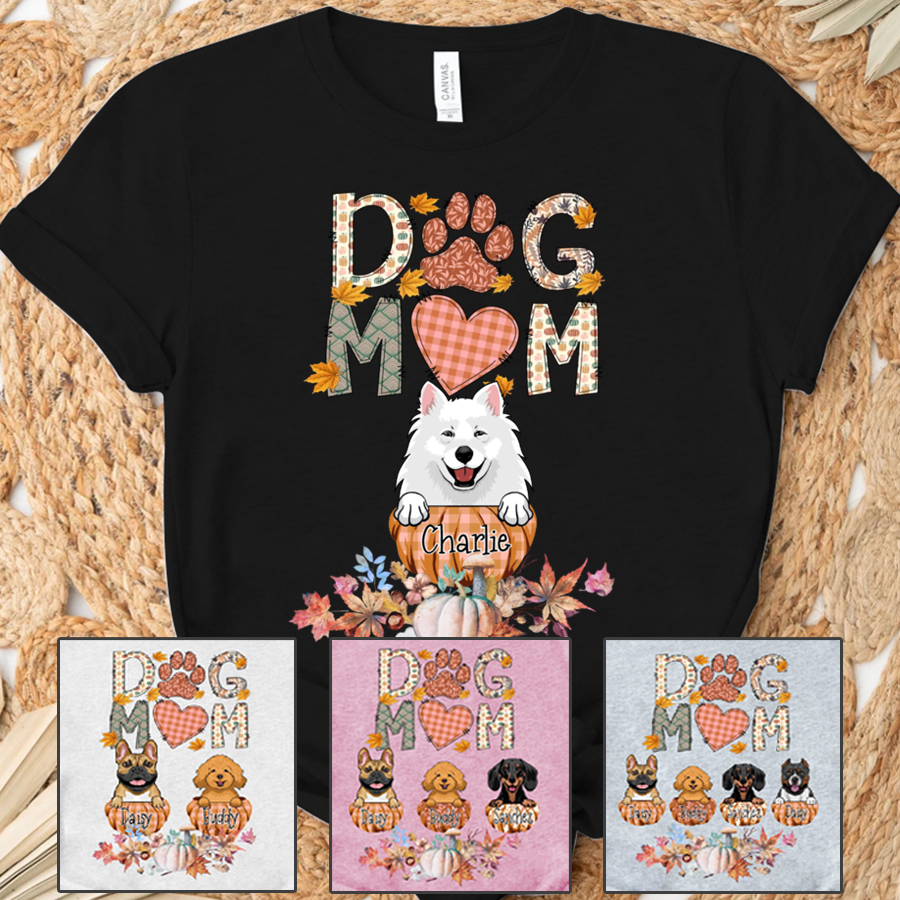 Autumn Fall Dog Mom Personalized Gift for Dog Lovers T-Shirt-2