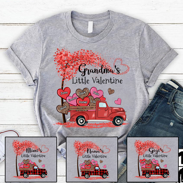 Grandma's little valentines shirt with grandkids names TH-1